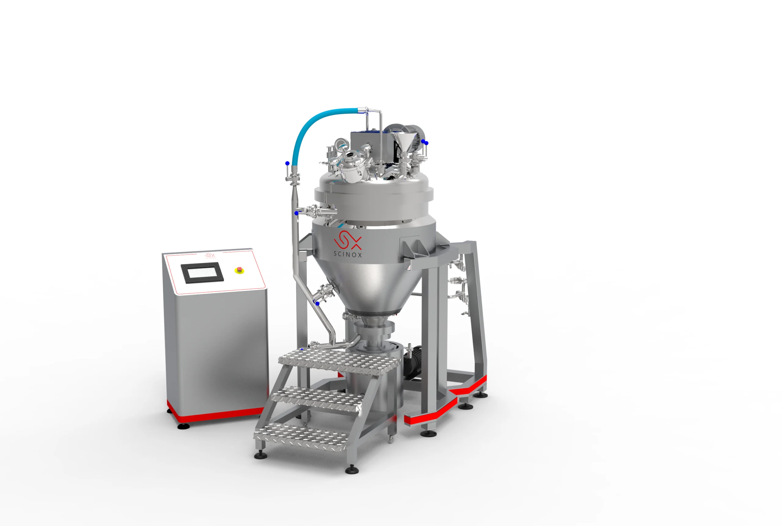 Industrial homogenizing and emulsifying mixer for creams, shampoo, gels and sauces
