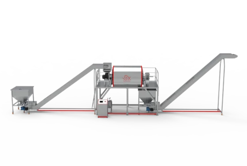 Powder detergent production line for dry powder mixing and homogenization