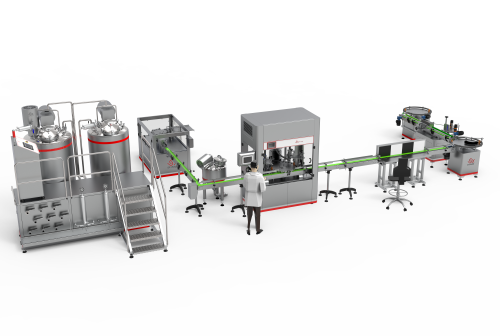 cGMP syrup and suspension production line with automated filling and processing system