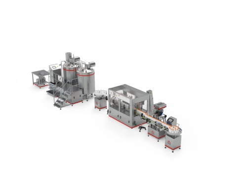 Liquid fertilizer and pesticide production line with preparation tank, SS316L piping, liquid filling machine and automatic labeling system