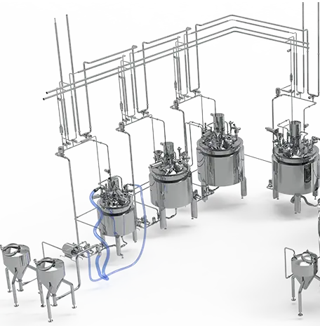 Preparation unit aseptic processing system for industrial production lines