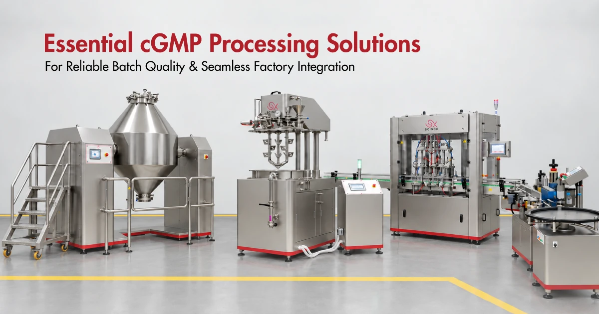 Scinox integrated cGMP industrial processing and filling machinery line manufactured for pharma and chemical production in Syria