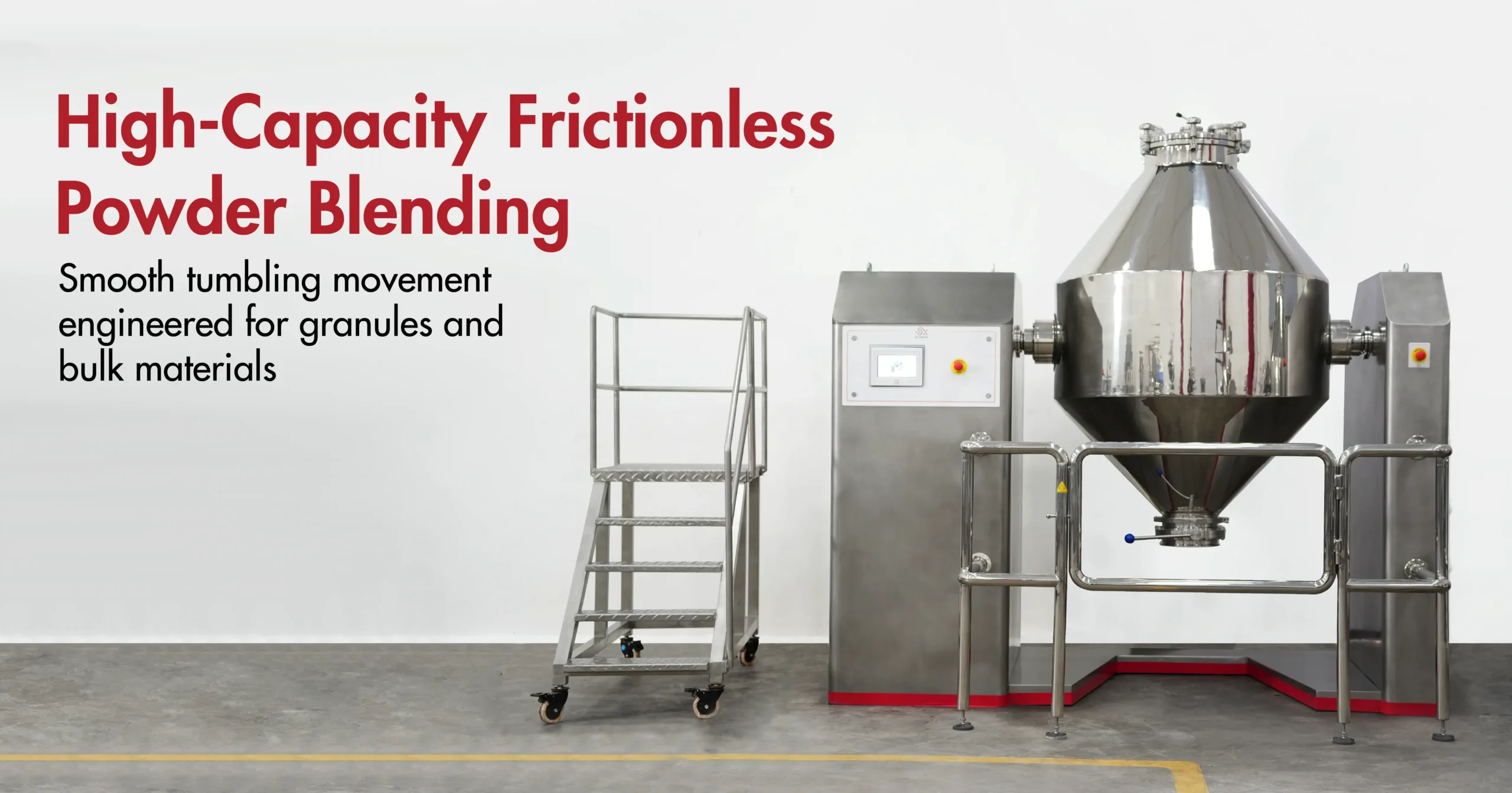  Scinox SS316L double cone powder blender for uniform dry batch mixing and gentle tumbling in pharma processing