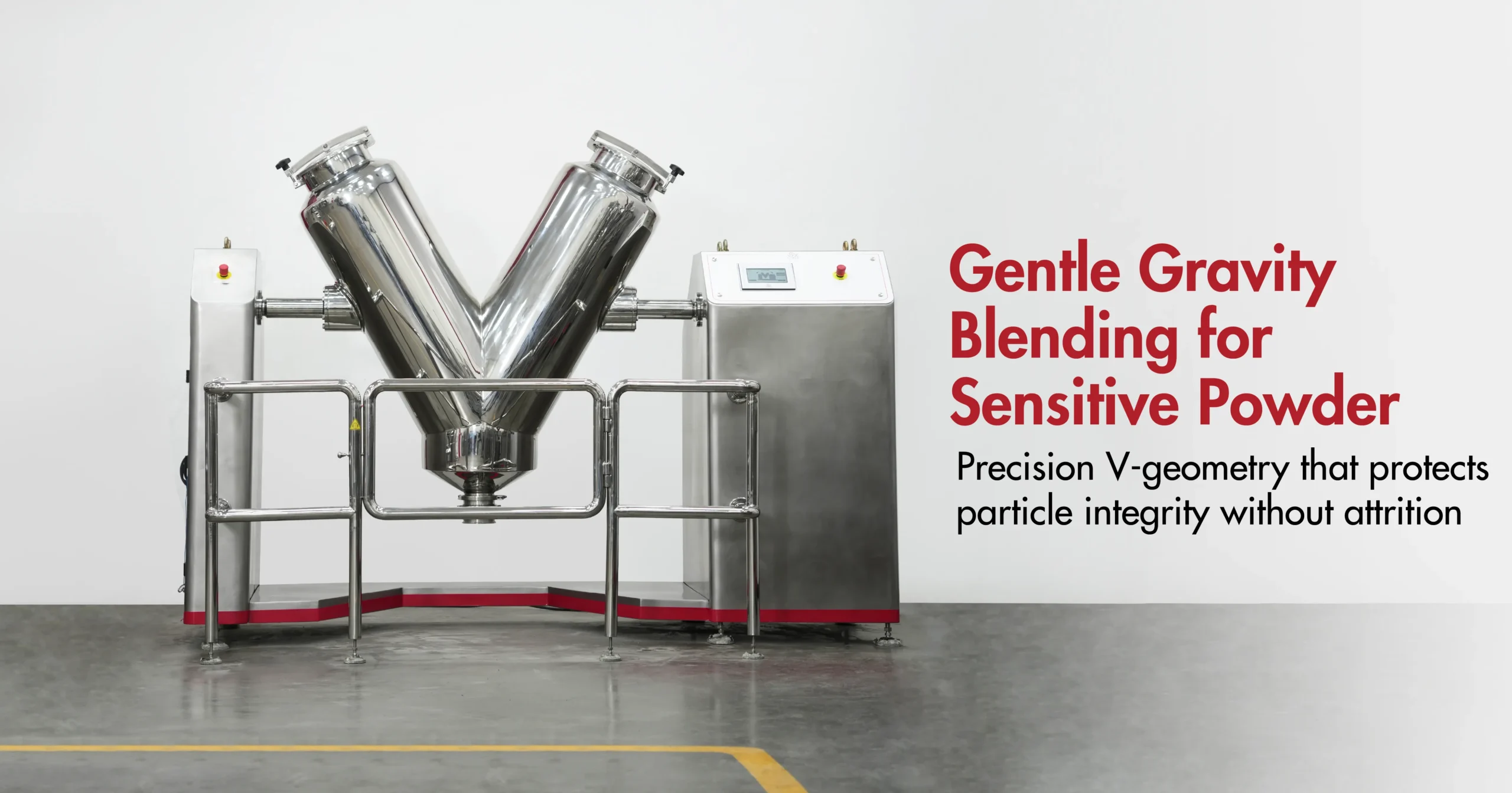 SCINOX stainless steel V-Blender for gentle gravity powder mixing and delicate pharmaceutical ingredients
